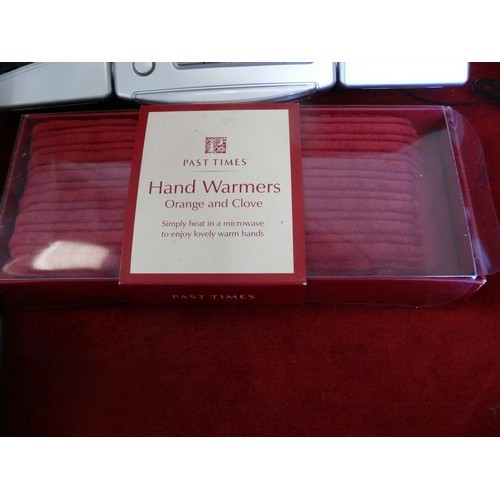70 - New Indulge Yourself pamper set plus Past Times orange and clover handwarmers, Radio alarm clock and... 