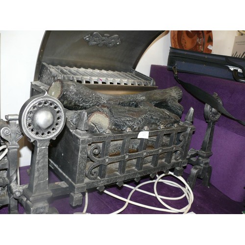 117 - Large decorative metal electric fireplace with log effect