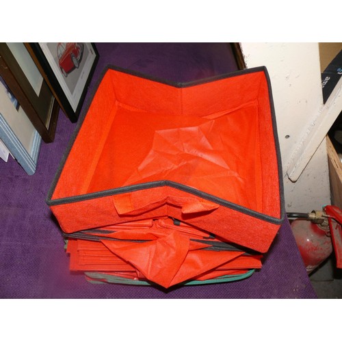 146 - Quantity of red canvas storage baskets