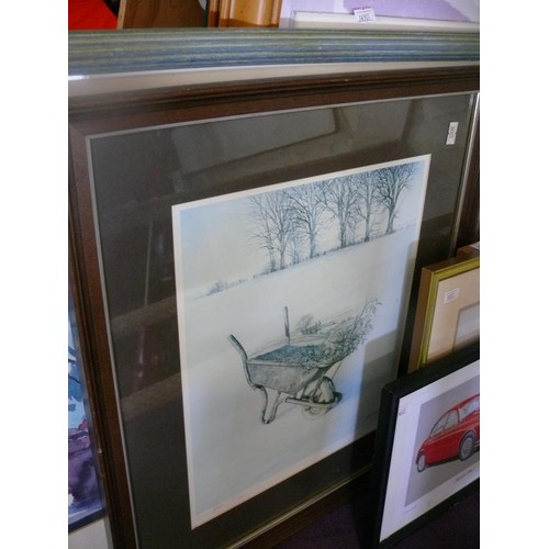 148 - Large collection of framed and mostly glazed prints to include cars, flowers etc