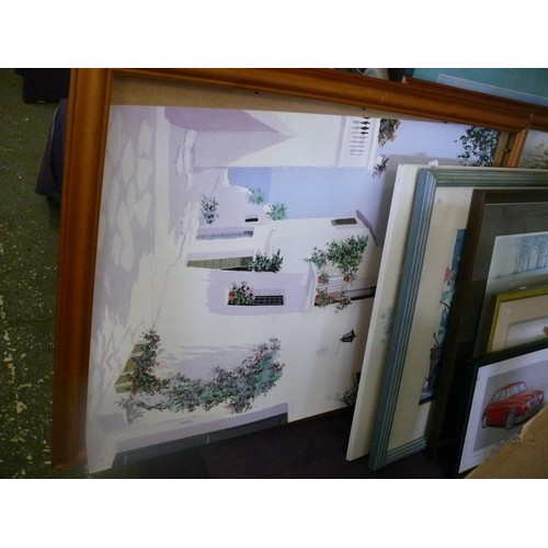 148 - Large collection of framed and mostly glazed prints to include cars, flowers etc