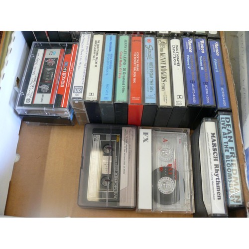 196 - Box of cassette tapes to include Status Quo, Bruce Springsteen, Diana Ross, Fats Domino plus many mo... 