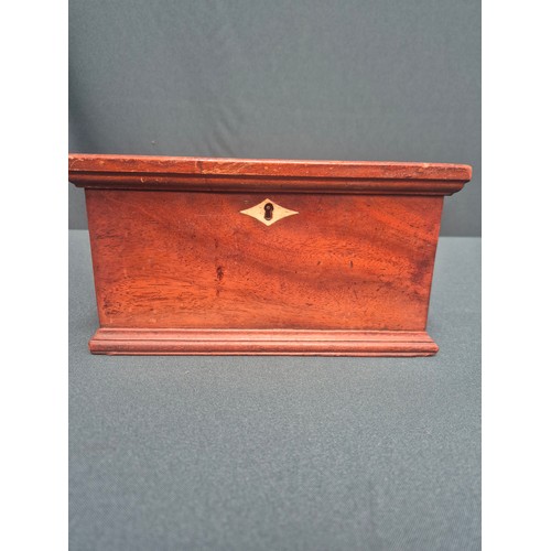 36 - Victorian mahogany jewellery box with a bone kite escutcheon.