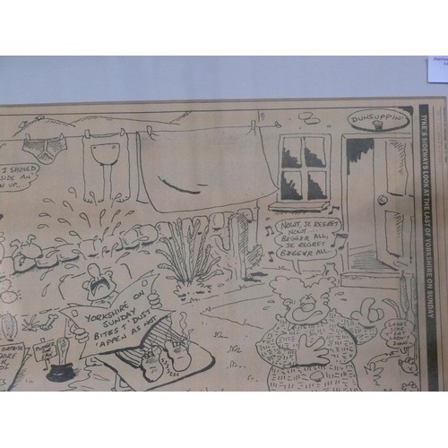 48 - TYKE'S SIDEWAYS LOOK AT THE LAST OF YORKSHIRE ON SUNDAY - FRAMED CARTOON PAGE FROM THE LAST ISSUE OF... 