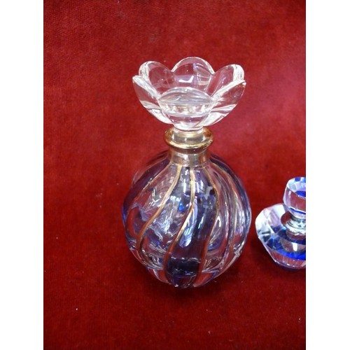 23 - 3X VINTAGE SCENT BOTTLES - ITALIAN ILLUSIONS 24% LEAD CRYSTAL ART GLASS PERFUME BOTTLE WITH SWIRLS, ... 