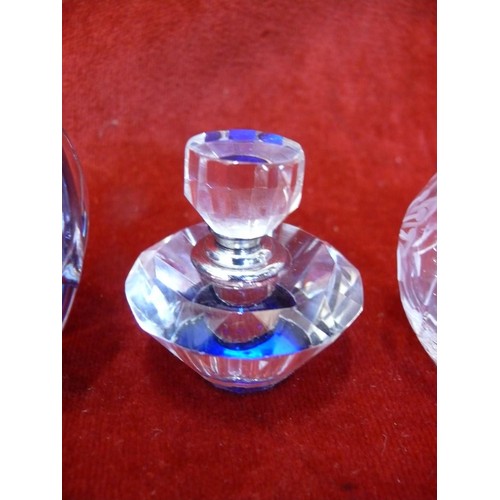 23 - 3X VINTAGE SCENT BOTTLES - ITALIAN ILLUSIONS 24% LEAD CRYSTAL ART GLASS PERFUME BOTTLE WITH SWIRLS, ... 