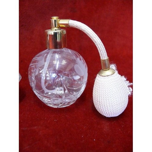 23 - 3X VINTAGE SCENT BOTTLES - ITALIAN ILLUSIONS 24% LEAD CRYSTAL ART GLASS PERFUME BOTTLE WITH SWIRLS, ... 