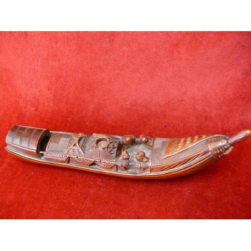 38 - Studio pottery Maple leaf dish and a White Coalport pin dish, together with a hand carved bamboo mod... 