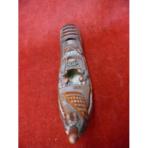 38 - Studio pottery Maple leaf dish and a White Coalport pin dish, together with a hand carved bamboo mod... 