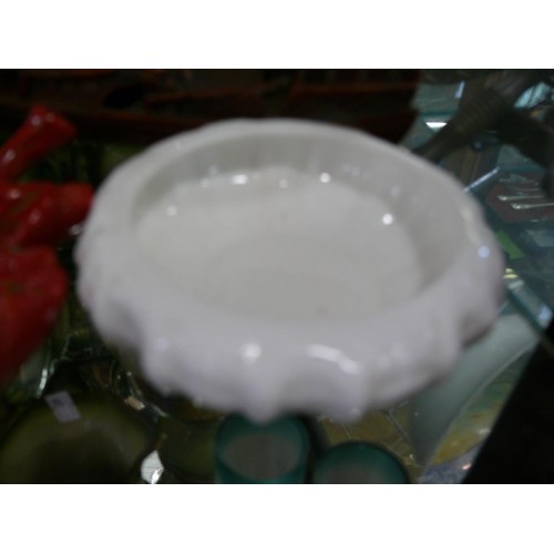 38 - Studio pottery Maple leaf dish and a White Coalport pin dish, together with a hand carved bamboo mod... 