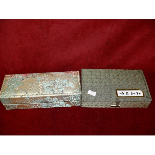 39 - TWO BOXED CHINESE CALLIGRAPHY SETS, INCLUDING 'FOUR TREASURES OF THE STUDY' SET WITH INKSTONE, INK S... 