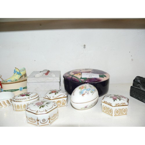 55 - GROUP OF PORCELAIN AND CERAMIC TRINKET BOXES, INCLUDING SEVERAL FROM EMPRESS JOSEPHINE'S ROSE GARDEN... 