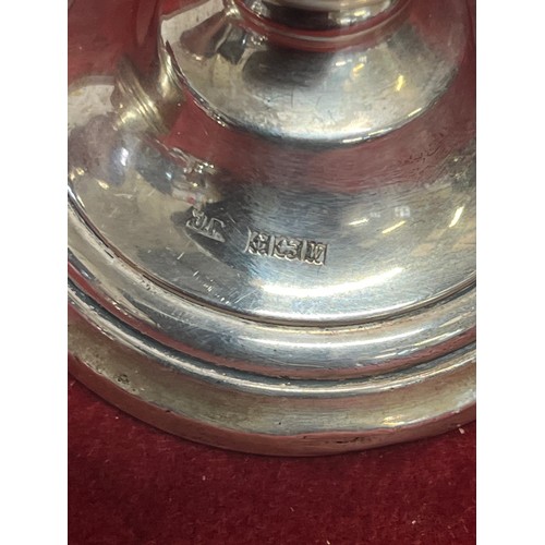 9 - Pair of sterling silver candlesticks Birm 1971 and a sterling silver inkwell Birm 1944 by Levi & Sal... 
