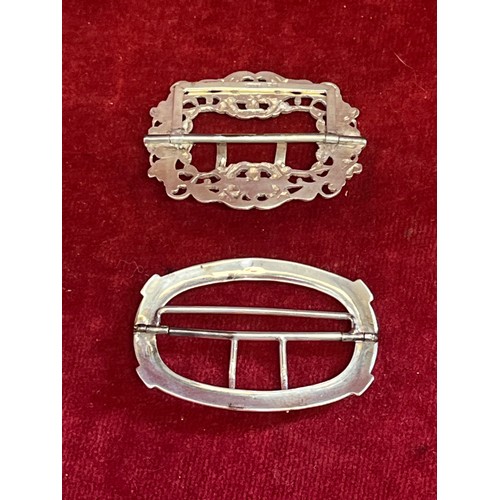16 - Sterling silver belt buckle Birm 1906 Henry Williamson Ltd (16 grams) and another in rococo style by... 