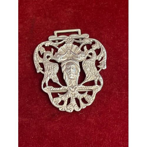 17 - Two sterling silver nurses buckles one with pierced mask and bird design, Birm 1891, Deakin & Franci... 