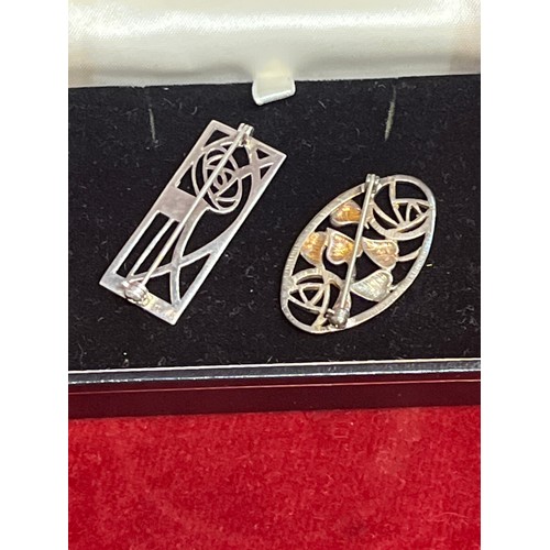 20 - Two sterling silver brooches from the Rennie Mackintosh collection, the oval one hallmarked Edinburg... 