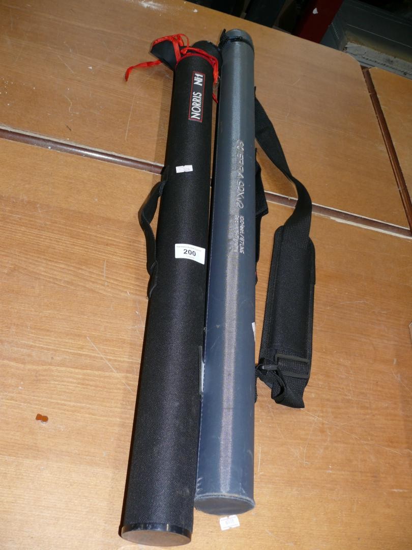 Scierra 4 piece 10ft fishing rod and a Norris 4 piece rod both with cases
