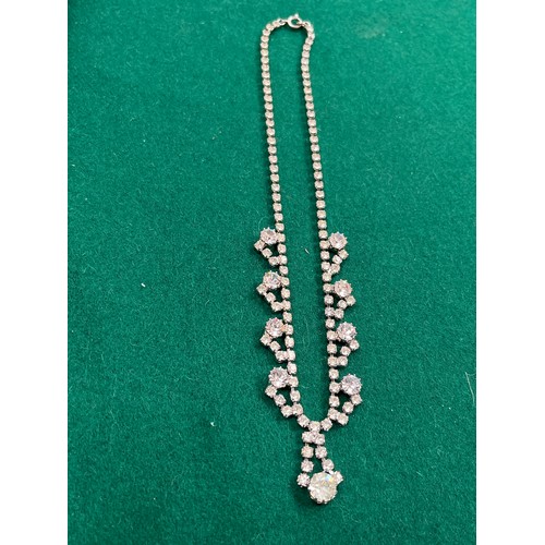 34 - Vintage costume jewellery including a 1950's green agate, glass & gilt bead necklace and a 1950's rh... 