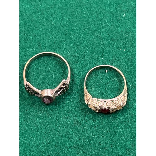 48 - Two vintage silver rings, one Art Deco style with marcasite & amethyst in a bow design, the other wi... 
