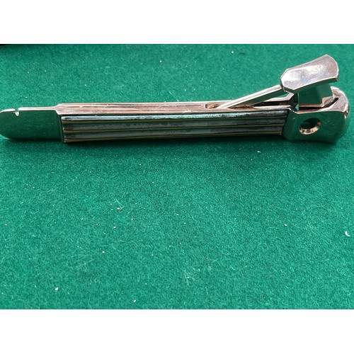 50 - Vintage Coltex guillotine cigar cutter - verdigris brass & chrome plated