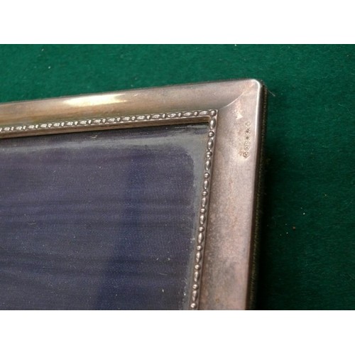 38 - Sterling silver photograph frame - millenium hallmarks for Sheffield - navy blue velvet backed - 19c... 