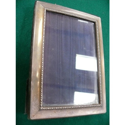 38 - Sterling silver photograph frame - millenium hallmarks for Sheffield - navy blue velvet backed - 19c... 