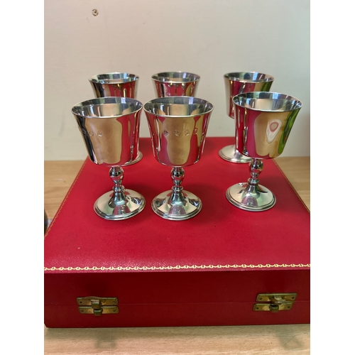 16 - A superb set of six Sterling silver goblets in original fitted case. All fully hallmarked London 196... 