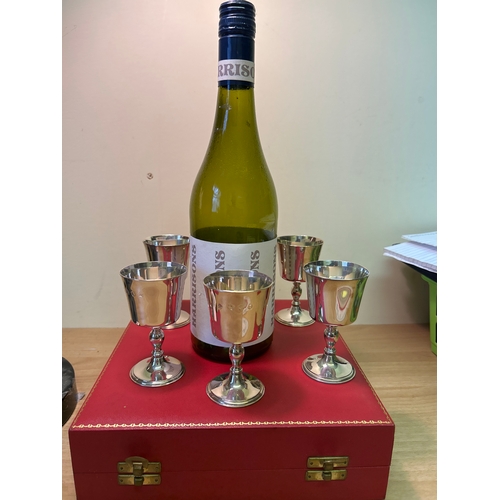 16 - A superb set of six Sterling silver goblets in original fitted case. All fully hallmarked London 196... 
