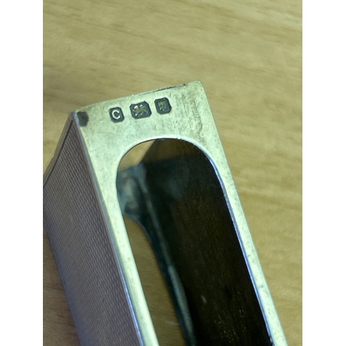 21 - Sterling silver match case with engine turned decoration, hallmarked London 1938, Padgett & Braham L... 