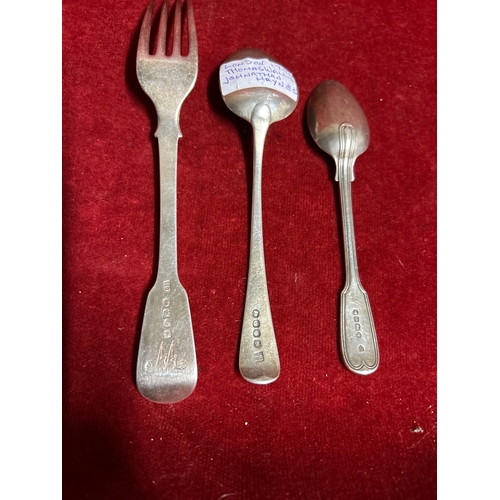27 - Georgian & Victorian sterling silver flatware to include a table fork, London 1821 by John Hawkins w... 
