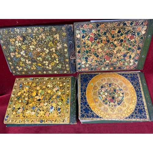 210 - An important and interesting group of four early 20th Century Srinagar Kashmir Lacquer (Papier Mache... 