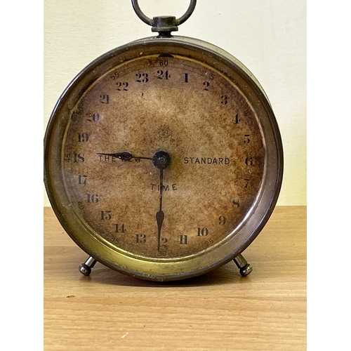 109 - A rare late 19th Century American 24 hour brass clock by the Ansonia Clock Company, Connecticut. The... 