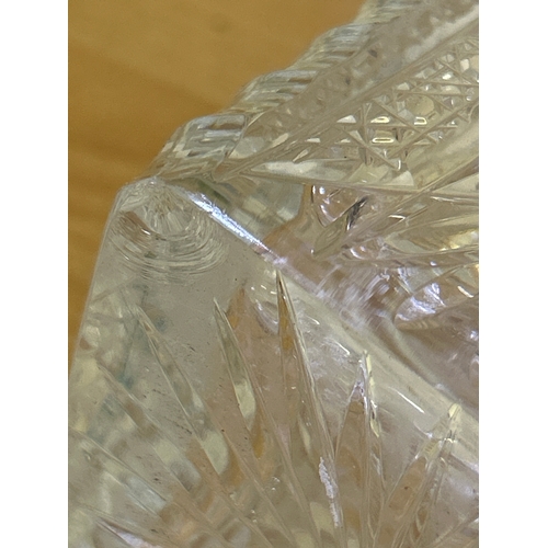 28 - A 1930’s heavy cut crystal decanter & stopper with a silver collar hallmarked Birmingham 1936. John ... 