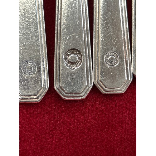 30 - Union Castle Line. Quantity of flatware including pair of large basting spoons, 8 knives and 7 forks... 