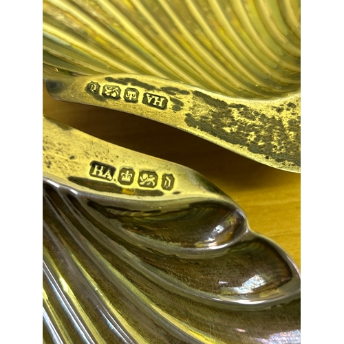 32 - Pair of Victorian sterling silver shell shaped butter dishes, hallmarked Sheffield 1896, maker Atkin... 