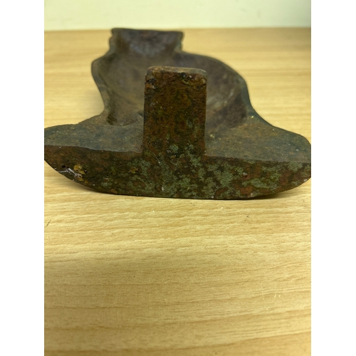 1 - An Antique Cast Iron cat door stop, with traces of original paint to the face. 22cm h