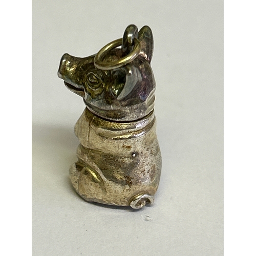 34 - A sterling silver pig pill box with screw top lid, can be worn as a pendant. Hallmarked London 1999.... 