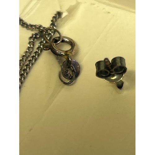 46 - A vintage Sterling silver and real amethyst necklace & earrings set, the pendant in the style of a f... 