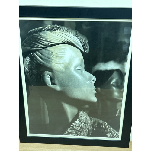 235 - Pair of 1960’s framed monochrome exhibition photographs including “But my dear” and “Annette Writing... 