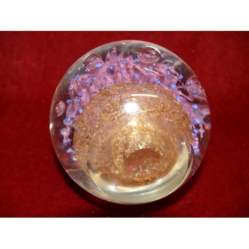 Large glass paperweight with Pink explosion centre