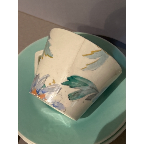 9 - 1930’s Art Deco Clarice Cliff “bonjour” shape part coffee set by A J Wilkinson Ltd Royal Staffordshi... 