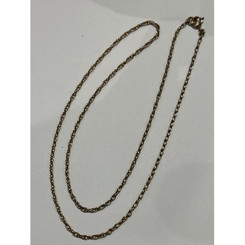 93 - A 9ct gold double chain necklace marked 375 to the clasp. 5 grams, 56 cm