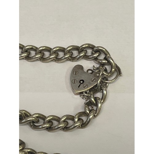 41 - TWO HEAVY SOLID SILVER CHAIN BRACELETS  WITH PADLOCK WEIGHT 54GR