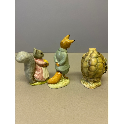 5 - Three vintage Beswick Beatrix Potter Figures including Foxy Whiskered Gentleman 1954, Goody Tiptoes ... 