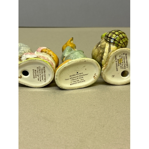 5 - Three vintage Beswick Beatrix Potter Figures including Foxy Whiskered Gentleman 1954, Goody Tiptoes ... 