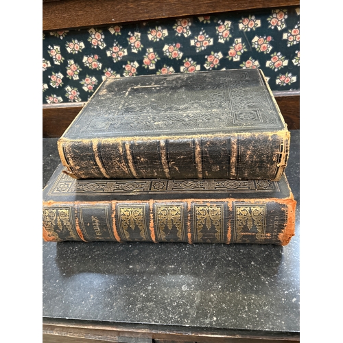 202 - Two 19th Century Family Bibles, the larger one dated 1861 condensed by Rev John Mc Farlane LLD Glasg... 