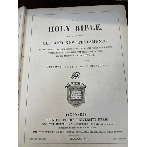 202 - Two 19th Century Family Bibles, the larger one dated 1861 condensed by Rev John Mc Farlane LLD Glasg... 