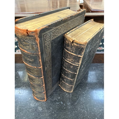 202 - Two 19th Century Family Bibles, the larger one dated 1861 condensed by Rev John Mc Farlane LLD Glasg... 