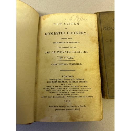 201 - Antique Cookery books comprising a leather bound  “A New System of Domestic Cookery…..by a Lady” pub... 