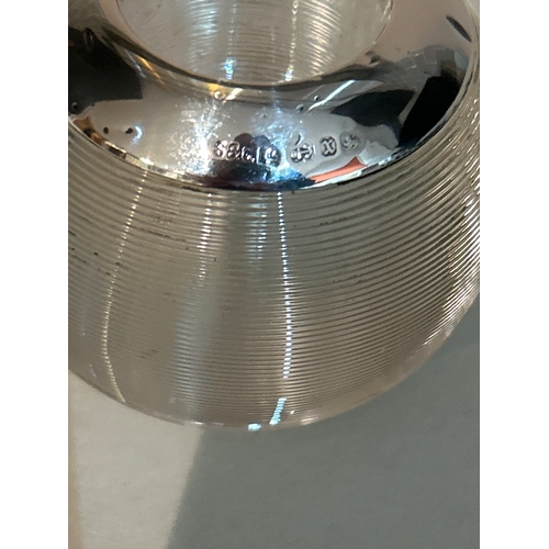 12 - A Victorian ribbed glass and silver match striker & holder. Hallmarked Birmingham 1897, Salmon & Glu... 